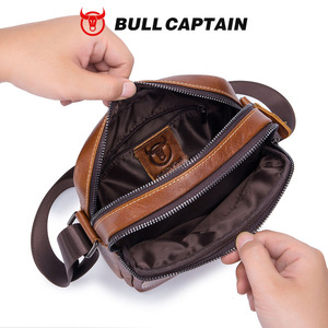 BULLCAPTAIN Men's Fashion Compact Top Grain Cowhide Crossbody <b>Bag</b> Genuine <b>Leather</b> Waterproof Lightweight <b>Small</b> Shoulder Sling - Product Image 4