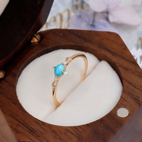 Bague Mlluki Factory en argent sterling 925 plaqué or 14 carats avec pierre précieuse CZ zircon ovale et turquoise naturelle