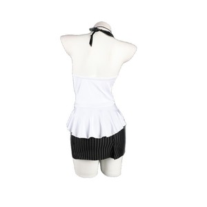 Vestido Halter con Escote Bajo y Lazo Negro, Minifalda Ajustada Sexy para Juego de Roles de Secretaria o Maestra, Disfraz para Mujer - Product Image 4