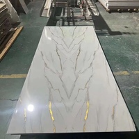 Panneau mural en PVC moderne avec rayures dorées, panneau mural stratifié SPC, panneau mural en PVC marbré UV, panneaux et planches de décoration intérieure