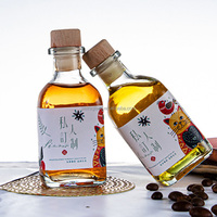 Hete Verkoop 100Ml 250Ml 300Ml 500Ml Vierkante Lege Wodka Whisky Likeur Fruit Wijn Glazen Fles Met Houten Kurk