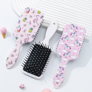 Coussin d'air en plastique Brosse à cheveux Massage du cuir chevelu Outils de coiffure Peigne à cheveux dessin animé professionnel Impression plastique ABS Design <span class=keywords><strong>Licorne</strong></span> - Product Image 6