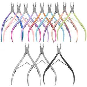 High quality Professional Manicure Tools Stainless Steel Rainbow Cuticle Nail Clipper Nipper pink color Nail Cutter