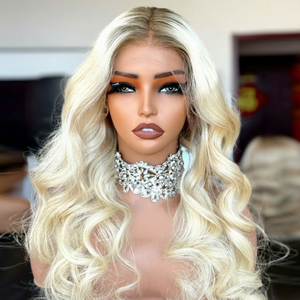 Perruque en cheveux humains vierges SHY Hair Luxury Design 613, sans colle, dentelle transparente, 24 pouces, vague lâche, dentelle frontale, petit bonnet, cheveux bruts, bébé - Product Image 1