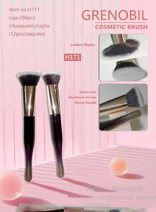 Set di pennelli per trucco, 2 pezzi, manico piatto in plastica con capelli sintetici per l'applicazione del trucco - Product Image 3