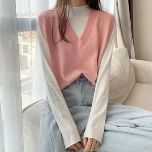 Spring and Autumn College Style <b>Ladies</b> <b>Waistcoat</b> Literary Short Loose Vest Women's <b>Knitted</b> Tops - Product Image 3