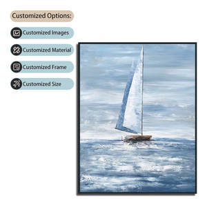 現代の手作り抽象帆船海景画キャンバスアート波の風景手描き油絵高品質木製フレーム壁掛けアート - Product Image 2