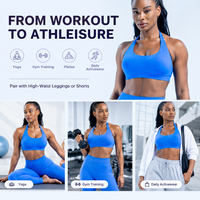 Soutiens-gorge de sport sans coutures pour femmes, col halter, anti-choc, décolleté en U, dos élégant, maintien élevé, pour fitness et yoga