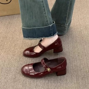 Chaussures Mary Jane françaises en PU respirant pour <span class=keywords><strong>femme</strong></span>, collection automne 2026, à <span class=keywords><strong>talon</strong></span> épais et bride unique, talons fins de 8 cm, polyvalentes et très tendance - Product Image 2