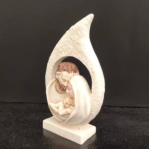 KOMI 홈 오피스 정원 장식 크림 수지 거룩한 가족 동상 테이블 기둥 장식품 어린이 공예 선물 학습 - Product Image 3