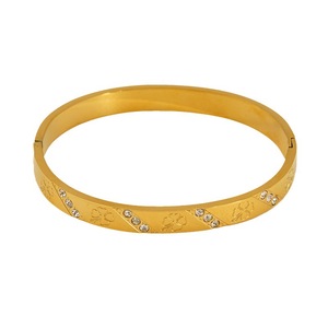 ZOGXIN Gold Plated Bracelet <b>Set</b> For Women Diamond Inlay Everyday Wear Jewelry Round Design Stainless Steel <b>Bangles</b> - Product Image 5