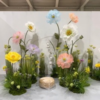 Fleurs artificielles géantes en organza et papier, ensemble de fleurs de pavot et de pivoine, décoration de luxe pour mariage et événements, arrangement floral