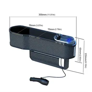Mallette de rangement latérale pour siège avant <span class=keywords><strong>Chargeur</strong></span> sans fil 10W Console Poche USB Type-C Siège Gap Filler Organizer Car Interior Accessories - Product Image 1