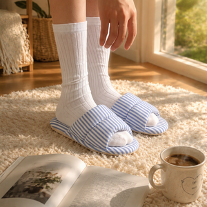 Pantuflas de Lona a Rayas con Punta Abierta para Mujer y Hombre, Estilo Japonés - Product Image 3