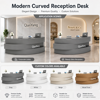Comptoir de réception moderne gris sur mesure, certifié CE, avec base lumineuse LED, design gratuit, comptoir de réception de bureau