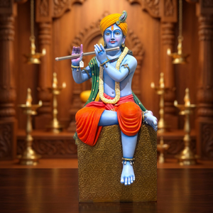 Nirmala Handicrafts Handcrafted Resin Art Deco Figurative Krishna Playing Flute <b>Statue</b> | Home Office/Tabletop <b>Religious</b> Decor - Product Image 2