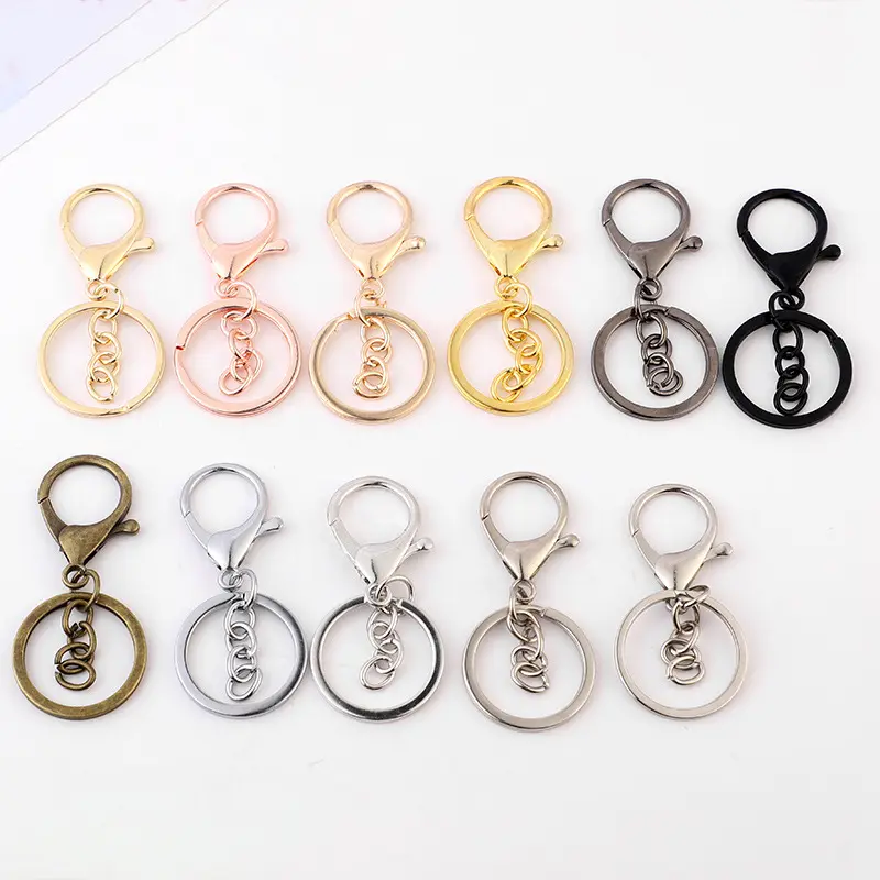 Keychain Suppliers DIY Keyring Shiny Rose Gold Silver Lobster Clip Keychains Accessories Key ring Key Holder