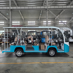 Electric Sightseeing Car 14 Seats Blue White Open Top For Park Resort Use - Product Image 4