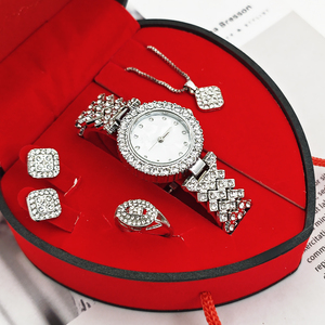 Reloj <span class=keywords><strong>de</strong></span> Pulsera Redondo <span class=keywords><strong>de</strong></span> Lujo para Mujer, Juego <span class=keywords><strong>de</strong></span> Joyería con Collar, Anillo y Aretes con Pedrería, <span class=keywords><strong>Regalo</strong></span> al por Mayor - Product Image 3