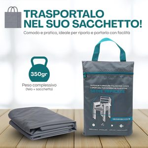 Funda para silla de exterior, 68x68x120 cm, poliéster, impermeable, protección contra la lluvia y el polvo, almacenamiento de sillas apilables - Product Image 4