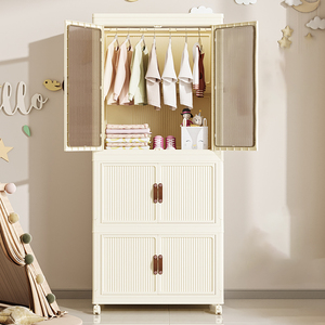 Placards multifonctionnels de <span class=keywords><strong>rangement</strong></span> de vêtements et jouets pour enfants Armoire de <span class=keywords><strong>rangement</strong></span> mobile pour chambre à coucher Organisateur de penderie en plastique avec roulettes - Product Image 2