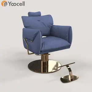 Yoocell beauty salon furniture reclining hydraulic pump barber chair blue makeup hair salon chair for hair salon