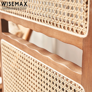 WISEMAX — écran de meubles d'intérieur, 1 pièce, design élégant et pliant, cadre <span class=keywords><strong>en</strong></span> bois massif, partie <span class=keywords><strong>en</strong></span> <span class=keywords><strong>rotin</strong></span> - Product Image 6
