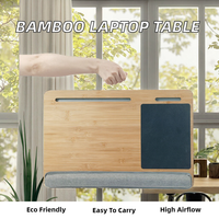 Bureau portable en bambou avec coussin et tapis de souris, plateau de lit, table d'étude avec support pour téléphone pour la maison et le bureau