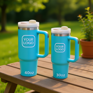 Hipdeer Stainless Steel Tumbler 40oz 30oz Vacuum Insulated Travel Mug <b>With</b> Handle Custom Logo For Outdoor Office Home Use - Product Image 2