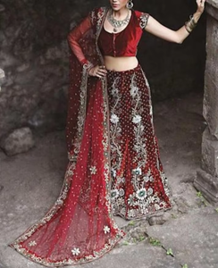 Vestido Lehenga y Choli DE TRABAJO bordado pesado de diseñador indio/pakistaní para mujer, ropa de fiesta de talla grande para boda-2019 - Product Image 6