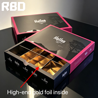 Boîte cadeau en chocolat personnalisée de luxe, boîte d'emballage en papier noir avec plateau intérieur doré, logo personnalisé pour l'emballage de baklava, pâtisserie sucrée