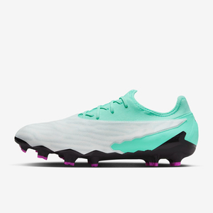 Low Cut Lace Up Football <b>Boots</b> White Cyan Swirl Pattern Upper Purple Stud Outdoor Soccer Shoes - Product Image 1