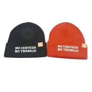 OEM moda 100% acrílico todo sobre gorro jacquard con logotipo bordado personalizado de punto cálido invierno sombreros