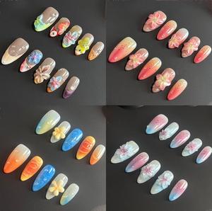 Thời Trang Mới Tùy Chỉnh Thiết Kế Bán Buôn 10Pcs 3D Pháp Vỏ Hạnh Nhân Móng Tay Giả Đảng Sticker Mặc Báo Chí Trên Móng Tay - Product Image 1