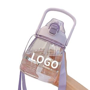 Custom Kids Direct Drink Cute <b>Large</b> Capacity Clear Plastic <b>Water</b> <b>Bottle</b> for School With Straw - Product Image 1