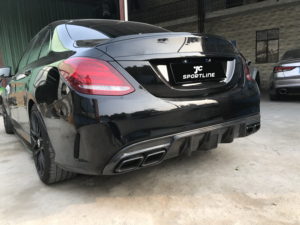 メルセデスベンツW205C200 C250 C300 C400 C63 C43 AMGセダン4ドア2015-2020用カーボンファイバーリアディフューザー - Product Image 3