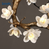 Lustre LED en forme de branche de fleur, style naturel, inspiré de l'intérieur, pour villa, appartement, salle à manger, salon