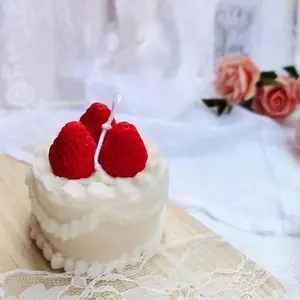 可爱甜美仿真甜点草莓蛋糕纪念品手工香味香薰香薰蜡烛节日生日礼物