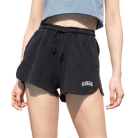 Shorts larges en tissu gaufré pour femmes, style streetwear, avec taille élastique, broderie de lettres personnalisée, cordon de serrage et dentelle
