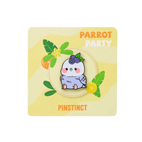 Badge personnalisé en métal pour revers, motif perroquet avec cornet de glace et cerise