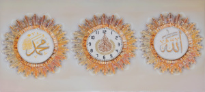 אמנות פנים יחיד אמנות דקו עיצוב בסגנון עתיק קריסטל islamic קיר שעון מרובע שרף מחט חשמלי סלון שימוש פלסטיק - Product Image 2