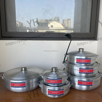 Batterie de Cuisine Économique en Aluminium Moulé Sous Pression 6 Pièces, Grande Capacité, avec Couvercle et Casserole à Soupe