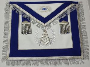 Masónica Regalia Master Mason, conjunto de piel de oveja con flecos y plata, delantal de albañil Regalia, venta al por mayor - Product Image 2