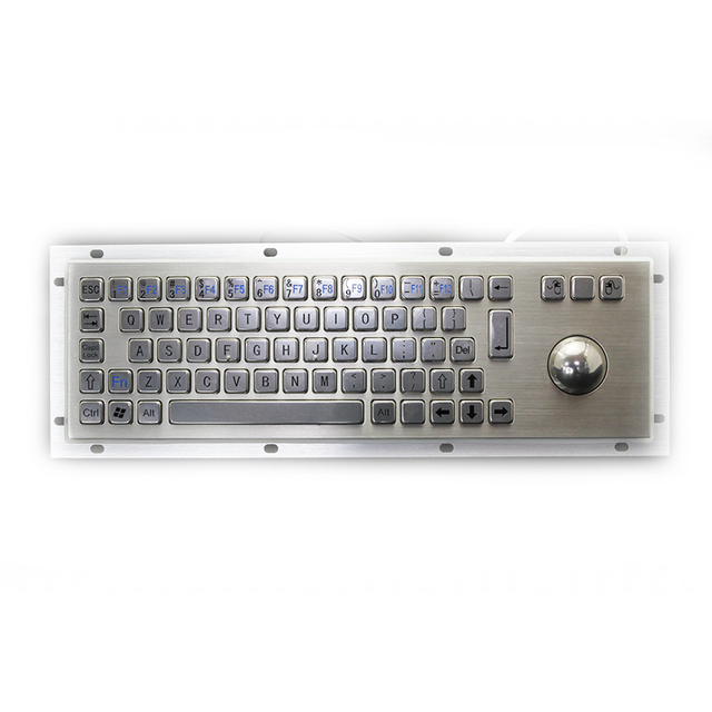 New GHE 68AG Laptop Mechanical IP65 Stainless Steel USB Trackball Embedded Installation Waterproof Industrial Metal Keyboard