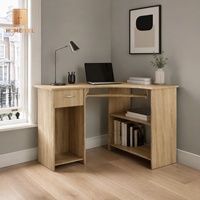 Bureau d'angle en L avec éclairage intégré, rangement pour processeur, plateau pour clavier, profondeur 77 cm, en panneaux de particules, pour la maison et le bureau moderne