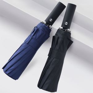 Parapluie de pluie de mariage automatique pliable en 3 sections, compact, coupe-vent, portable, avec impression de logo UV personnalisé et armature en fibre de verre - Product Image 1