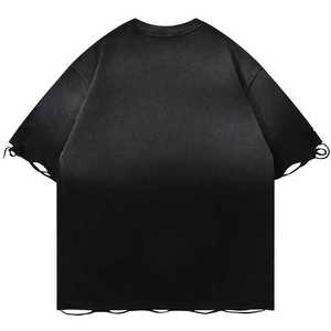 T-shirt pour <span class=keywords><strong>homme</strong></span> de haute qualité, <span class=keywords><strong>style</strong></span> streetwear vintage, surdimensionné, délavé à l'acide, effet usé, 100% coton, col rond - Product Image 3