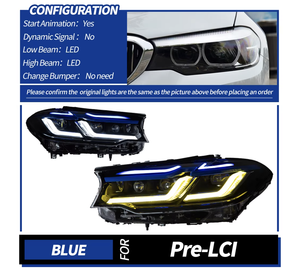 Conjunto de Faros Delanteros LED YLD para <span class=keywords><strong>BMW</strong></span> Serie 5 2011-2017 F10 F11 F18 520 <span class=keywords><strong>525</strong></span> 528 530i, Faros LED Mejorados Estilo G30 - Product Image 3