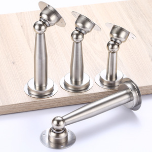 Butée de porte en acier inoxydable, fixation au sol, magnétique, sans perçage, design minimaliste, pour fixation anti-collision de porte - Product Image 1