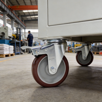 Nouvelles roues industrielles pivotantes en acier et polyuréthane de 3 pouces avec protection de la bande de roulement, silencieuses, avec frein, roulement à billes et surface galvanisée